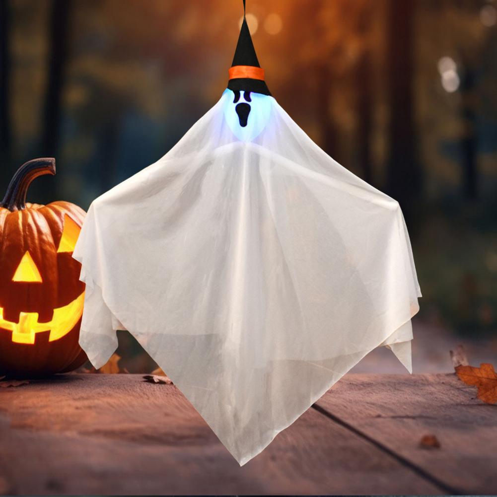 Glowing Prop Hanging Ghost Halloween Decoration Spooky Halloween Hanging Ghosts Outdoor Decoration Set with Light-up for Front