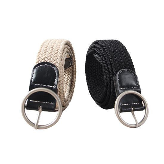Women Canvas Jeans Belt No Punch-Free Design Wear-Resistant Braided Waistband Dress Shirt Tops Belt