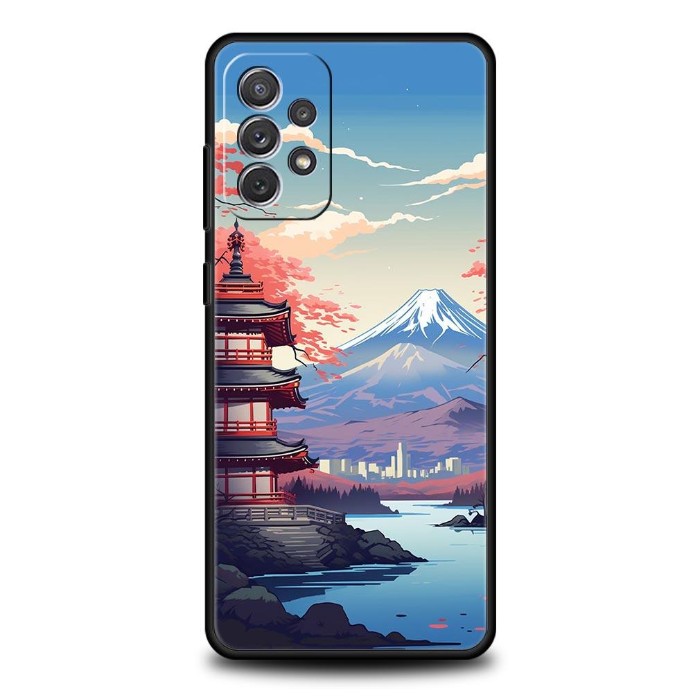 Japan Mount Fuji Painting Cherry blossom Phone Case For Samsung A17 A07 A55 A35 A25 A15 A05 A33 A21s A41 A73 A53 A51 A71 Cover