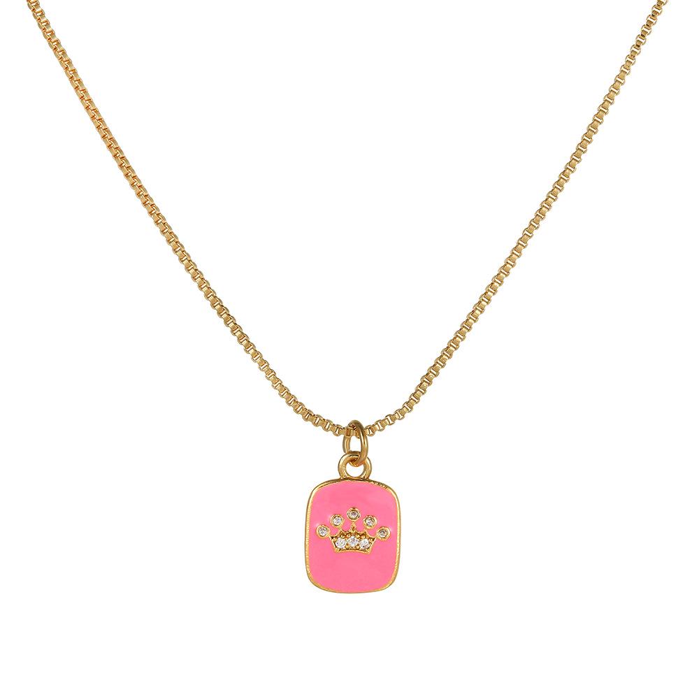 Valentine's Copper & Zircon Heart Pendant Necklace - Fashionable Women's Jewelry with Enamel Design and High-End Sweater Chain Style.