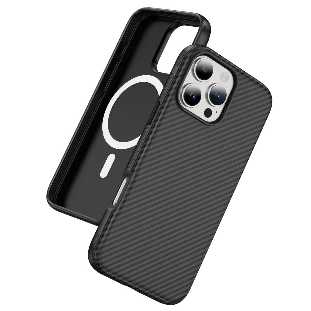 Carbon Fiber Texture Magnetic PC+TPU Frosted Clear Case For IPhone17 Pro Max Air 16 15 14Plus 13 12 for MagSafe Shockproof Cover