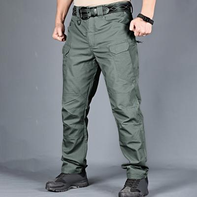 Men Tactical Training Pants Cotton Linen Blend Multiple Pocket Urban Commuter Cargo Trousers Slim Fit Joggers for Work Exercise Outdoor Fishing