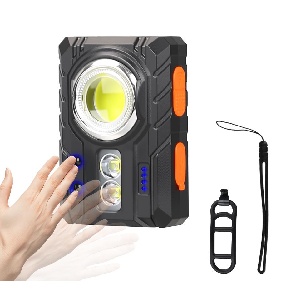 LED Intelligent Sensor Flashlight Warning Light USB Rechargeable Portable Hand Lamp Outdoor Lighting Camping Fishing Torch