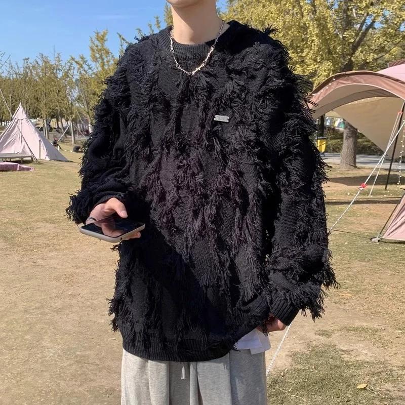 Männer Winter Retro Tun Alten Warme Pullover Pullover Rundhals Plüsch Langarm
