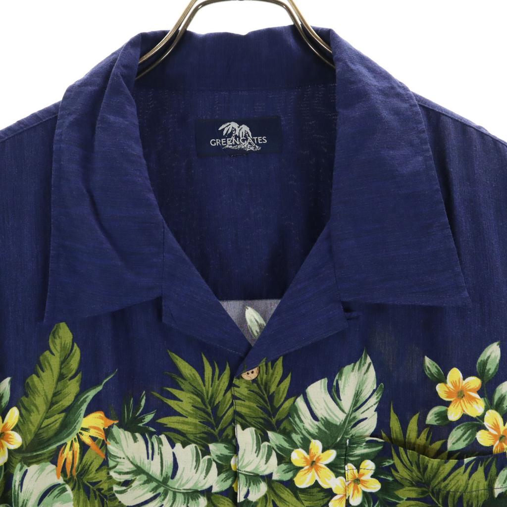 GREEN GATE Floral Short Sleeve Open Collar Aloha Shirt 4L Navy Biggs Men's Used
