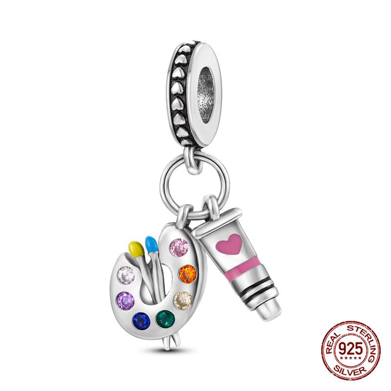 Original Charm Copper Three Colors Of Camellia Perfume Charm Beads Fit 3Mm Original Bracelet For Women Diy Fine Jewelry Gift