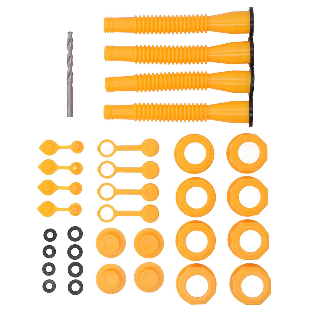 4 Set Gas Can Spout Kit Leakproof Flexible Nozzle Replacement Set for 1 2 5 10 Gal Cans