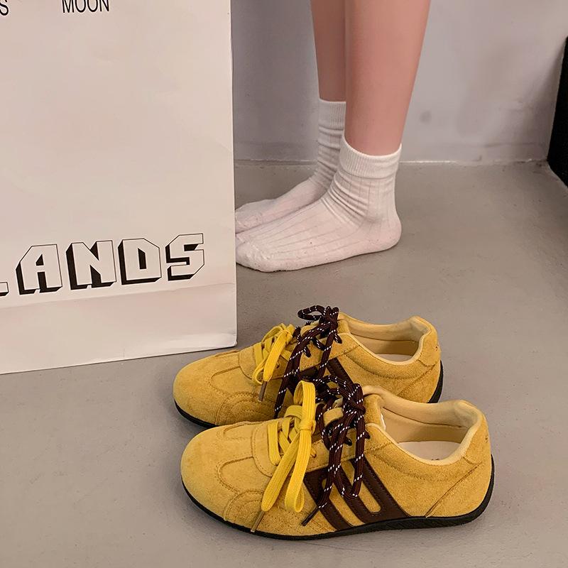 Retro Leopard Print Lace-up German Training Shoes Women's 2025 Early Autumn New Thin-soled Inner Height-increasing Racing Shoes Sports Casual Shoes