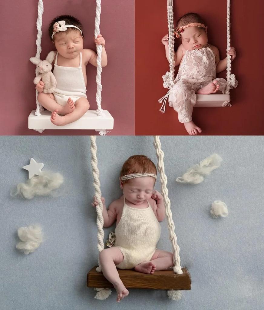 Baby Photography Props Newborn Swing Chair Wooden Furniture Infants Photo Shooting Prop Accessories Baby Photo Props Swings
