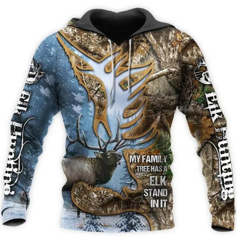 Fashion Deer Hunting Camo Hoodie Cool Slim Jacket Costume Coat 3d Sweatshirts Animal Men Women Casual Christmas Hoodie Tops