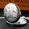 10pcs/Lot Wholesale Vintage Silver Pocket Watch with Truck Pattern Necklace Clock Gift for Men Women Drivers Reloj De Bolsillo