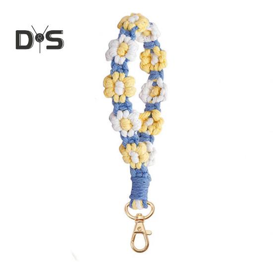 Boho Macrame Phone Wrist Strap Hand-Woven Cell Phone Lanyard Keychain Wristlet Charm Anti-Loss Phone Chain for Women Girls