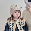 Dziecięca Ciepła Wiatroszczelna Wełniana Czapka z Ochroną Uszu na Jesień i Zimę - Koreański Styl z Kwiatowym Wzorem dla Niemowląt