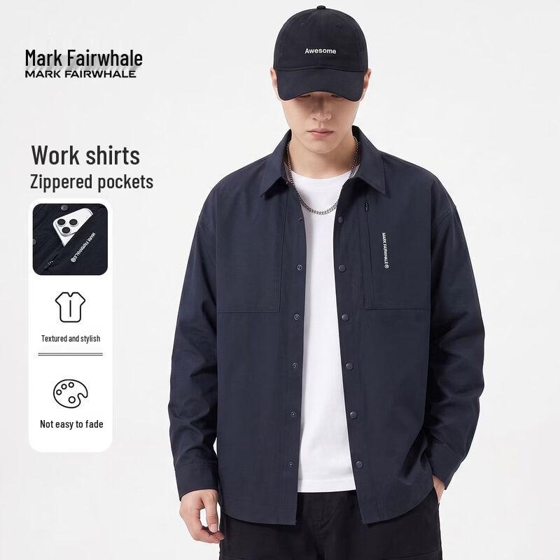 Mark Fairwhale Men's Long Sleeve Casual Utility Shirt Jacket