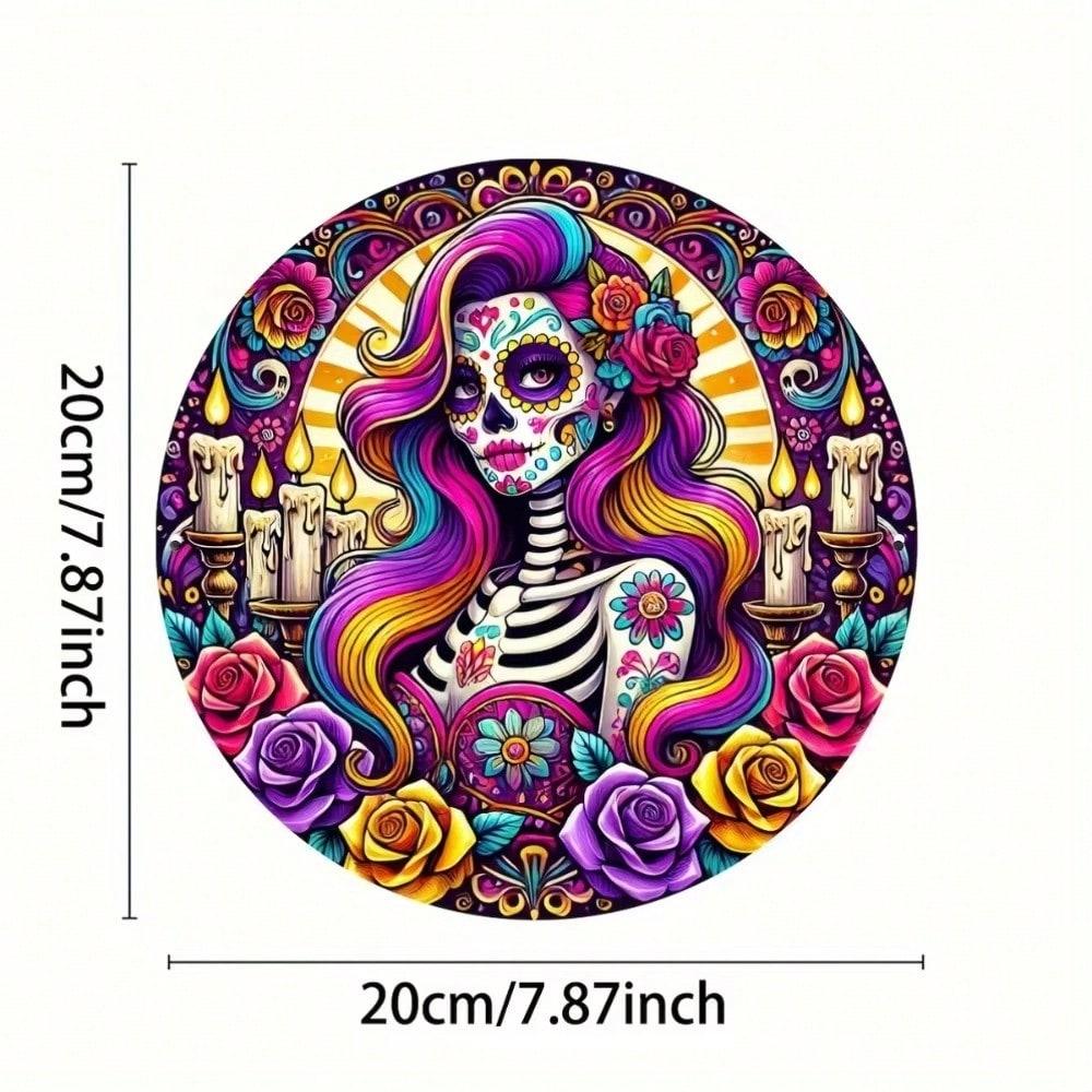 Mexican Sugar Skull Metal Tin Sign Day of the Dead Wall Art Home Bar Cafe Decor 20x20