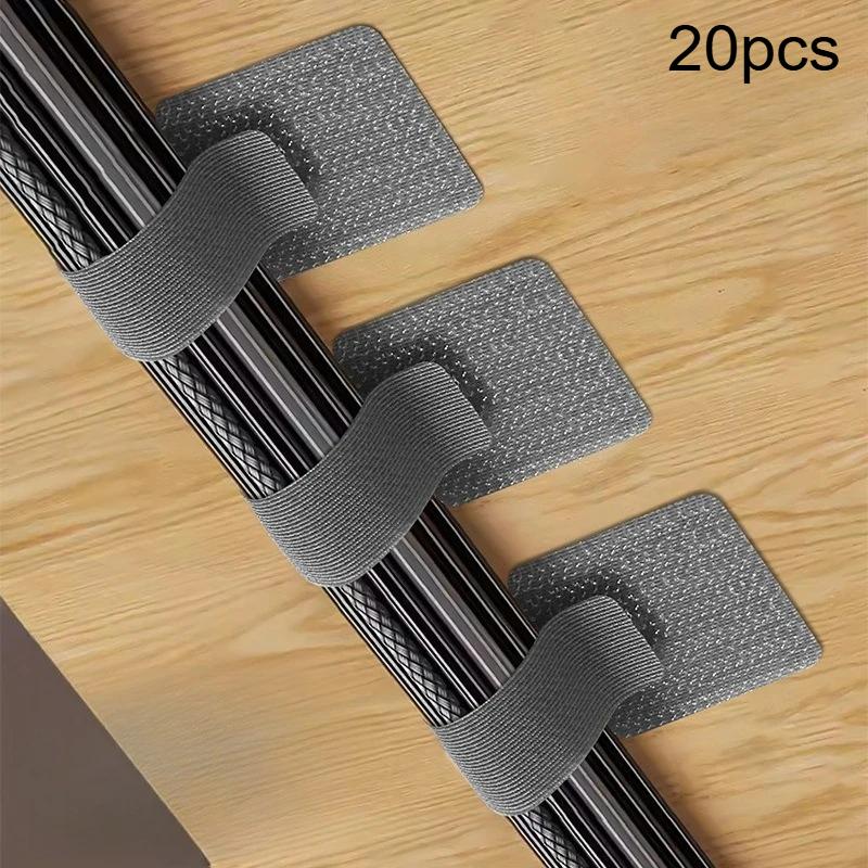 

20pcs Self Adhesive Cable Organizer Table/Wall Adhesive Cable Fixed Clip Power Cable Tie Network Cable Routing Line Holder 20pcs сірий