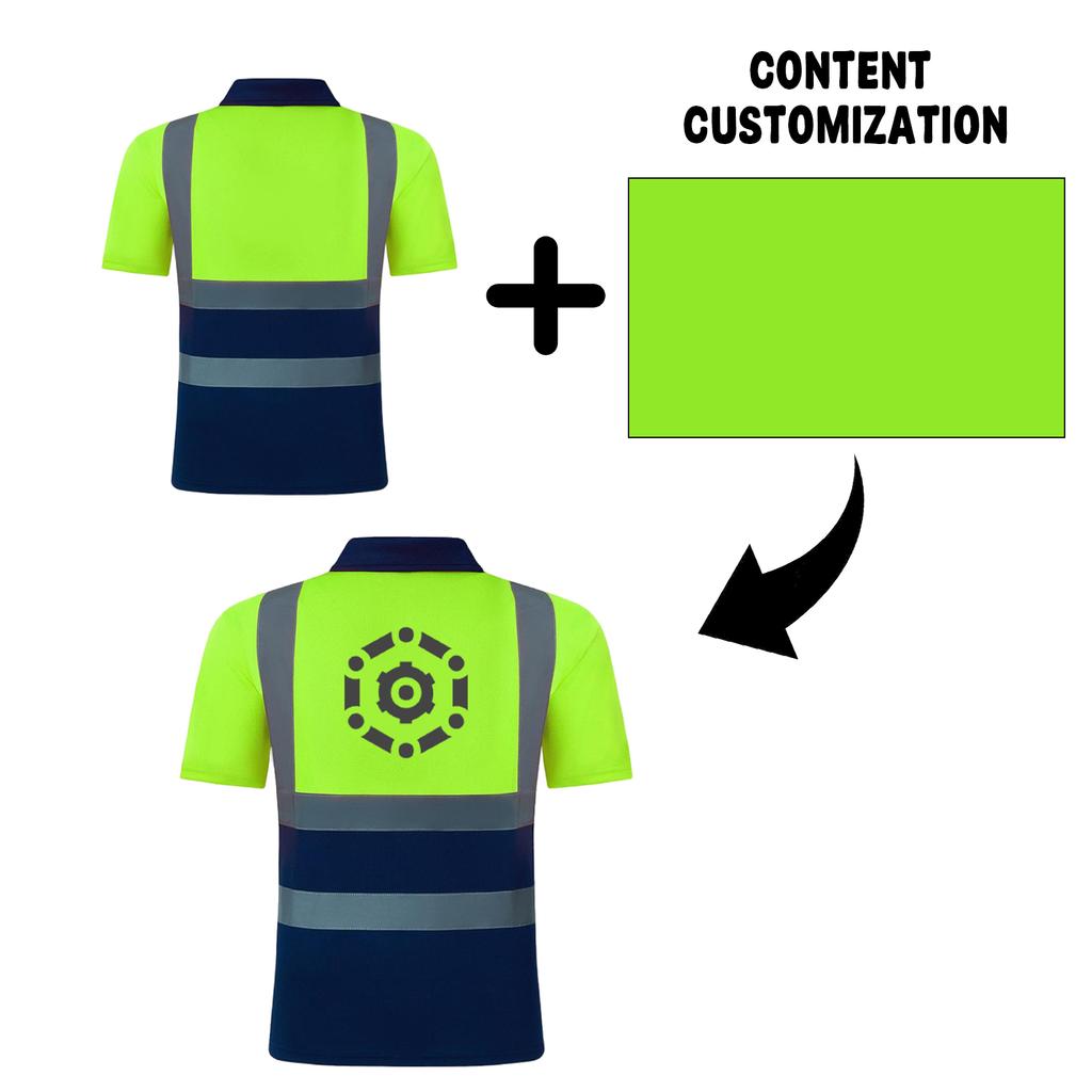 Short Sleeve Polo Collar High Visibility Work Shirt with Reflective Strips for Road Construction and Wear