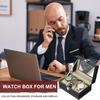 Uxcell 3-Slot Watch Storage Box with Glass Cover, Men's Watch Box, Removable Watch Pillow, Wooden Watch Box, BlackBeige