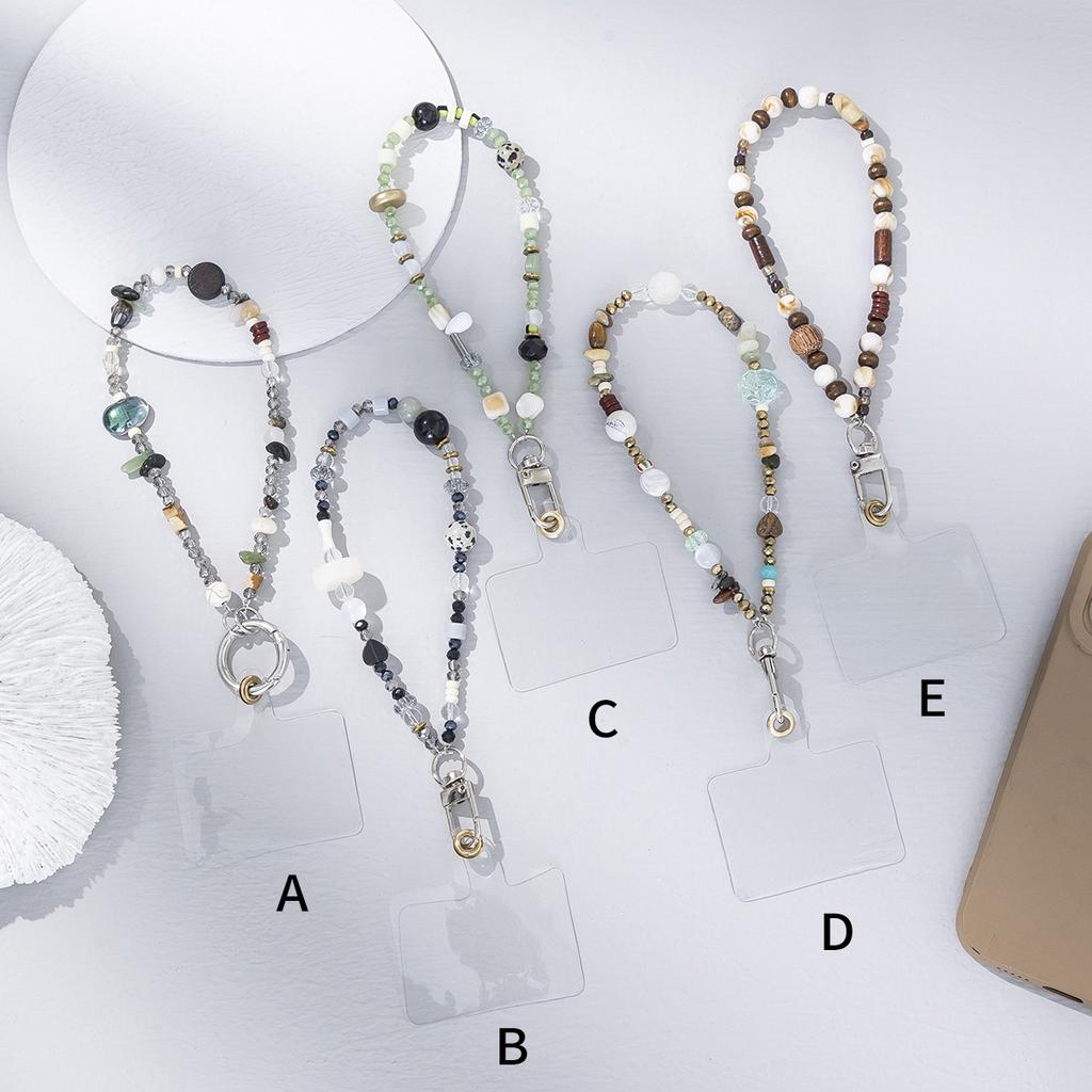 Natural Stone Beaded Mobile Phone Chain Women's Fashion Design Sense Mobile Phone Lanyard Short Anti-lost Mobile Phone Lanyard