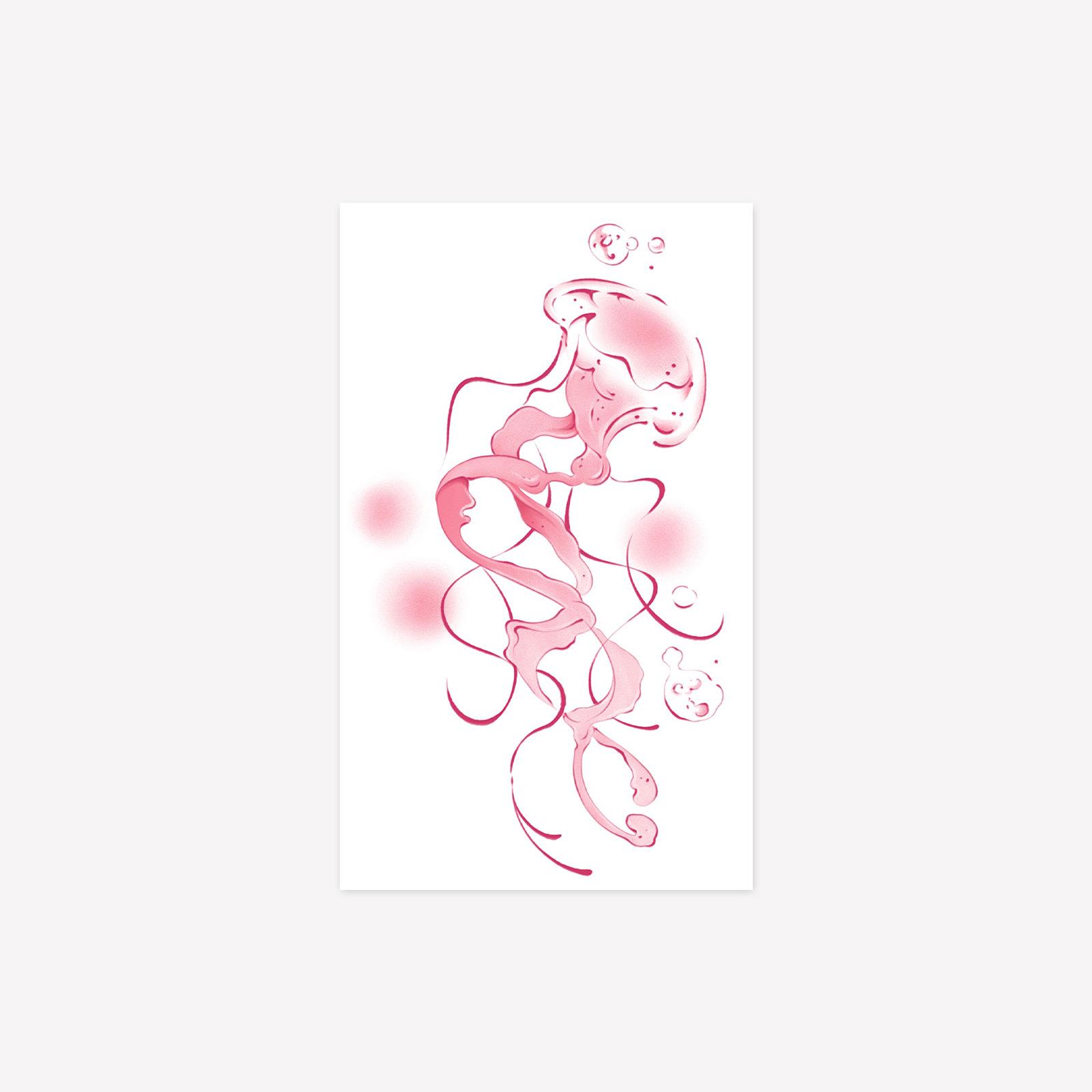 

Pink Ink Jellyfish Tattoo Sticker, Fairy Air Elegant And Soft Side Waist And Back Niche Gentle Waterproof And Long-Lasting Sticker 11*18CM