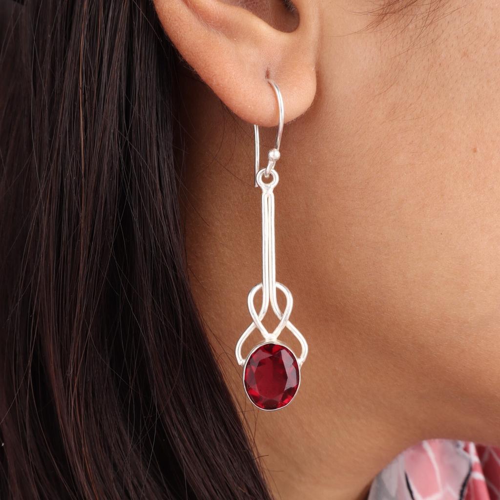 Pink Rubellite Gemstone 925 Sterling Silver Jewelry Handmade Drop Earrings 1.76" EE-171-11