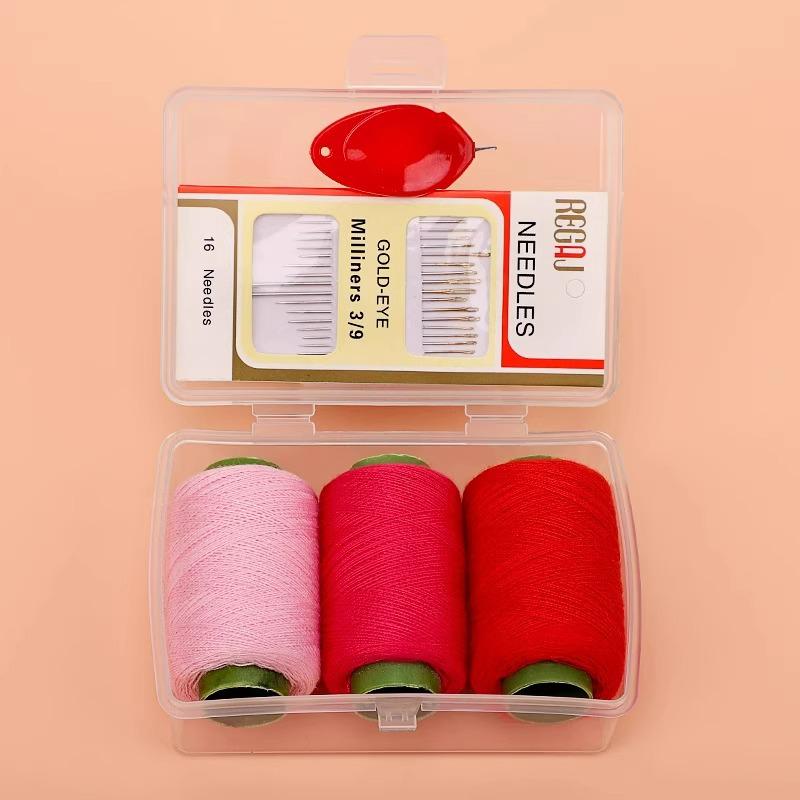 Black & White DIY Sewing Thread and Needle Set for Mending and Handcrafts