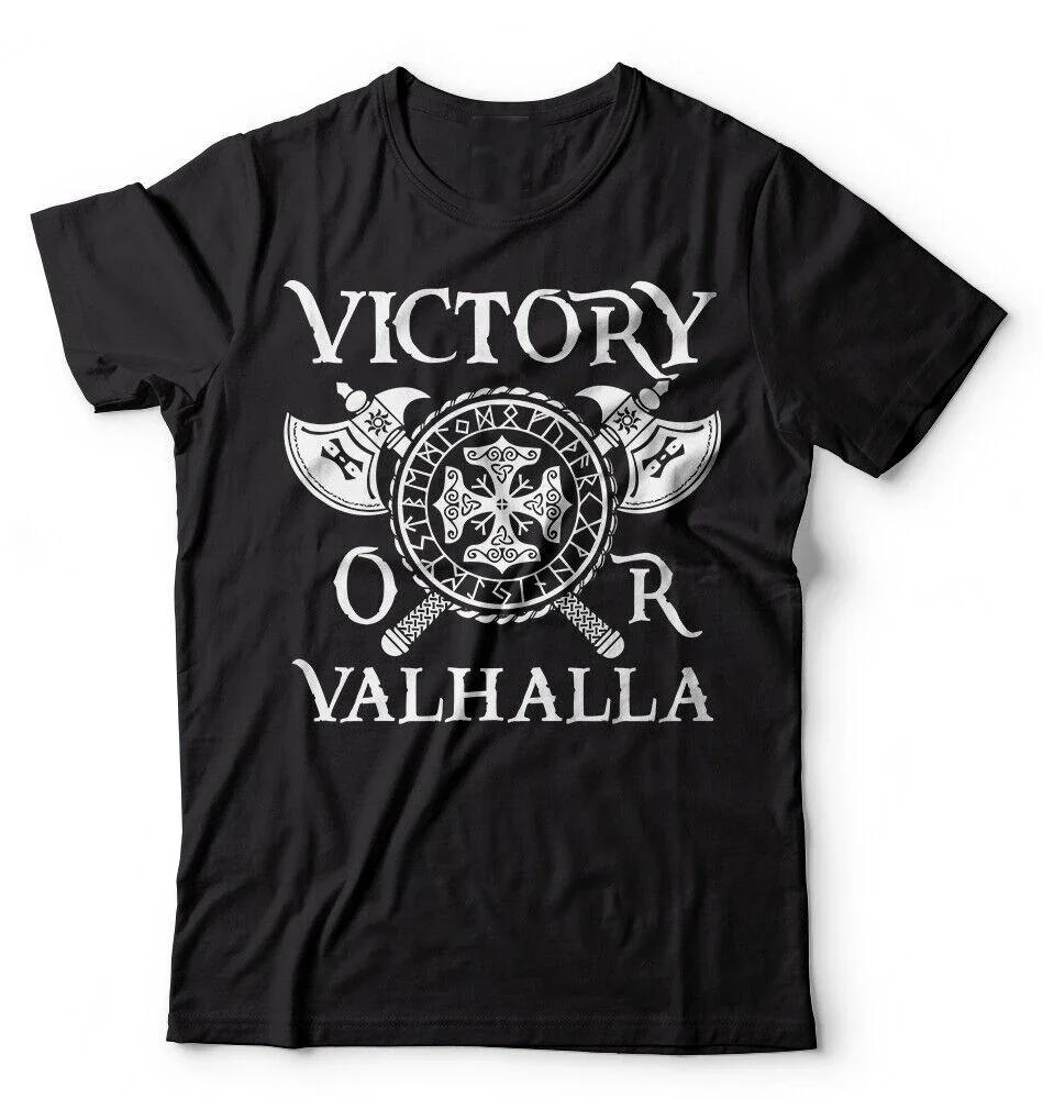 Victory or Valhalla Nodic Warrior TShirt 100 Cotton ONeck Summer Short Sleeve Casual Mens Tshirt Size S3XL