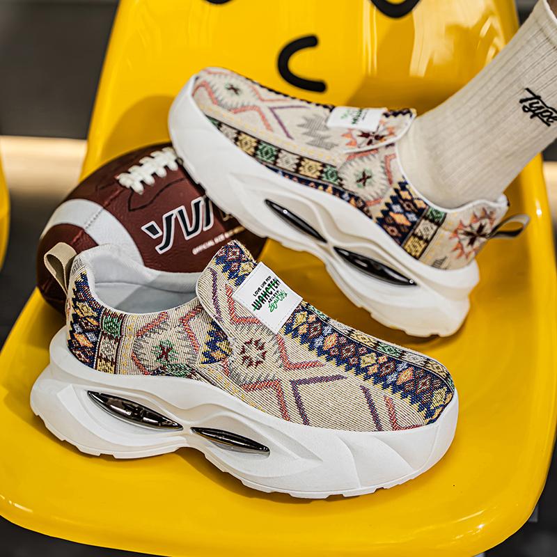 Men’s Sports Shoes Casual Street Style Platform Sneakers Students Over Sized Printed Skateboard Shoes Height Increase