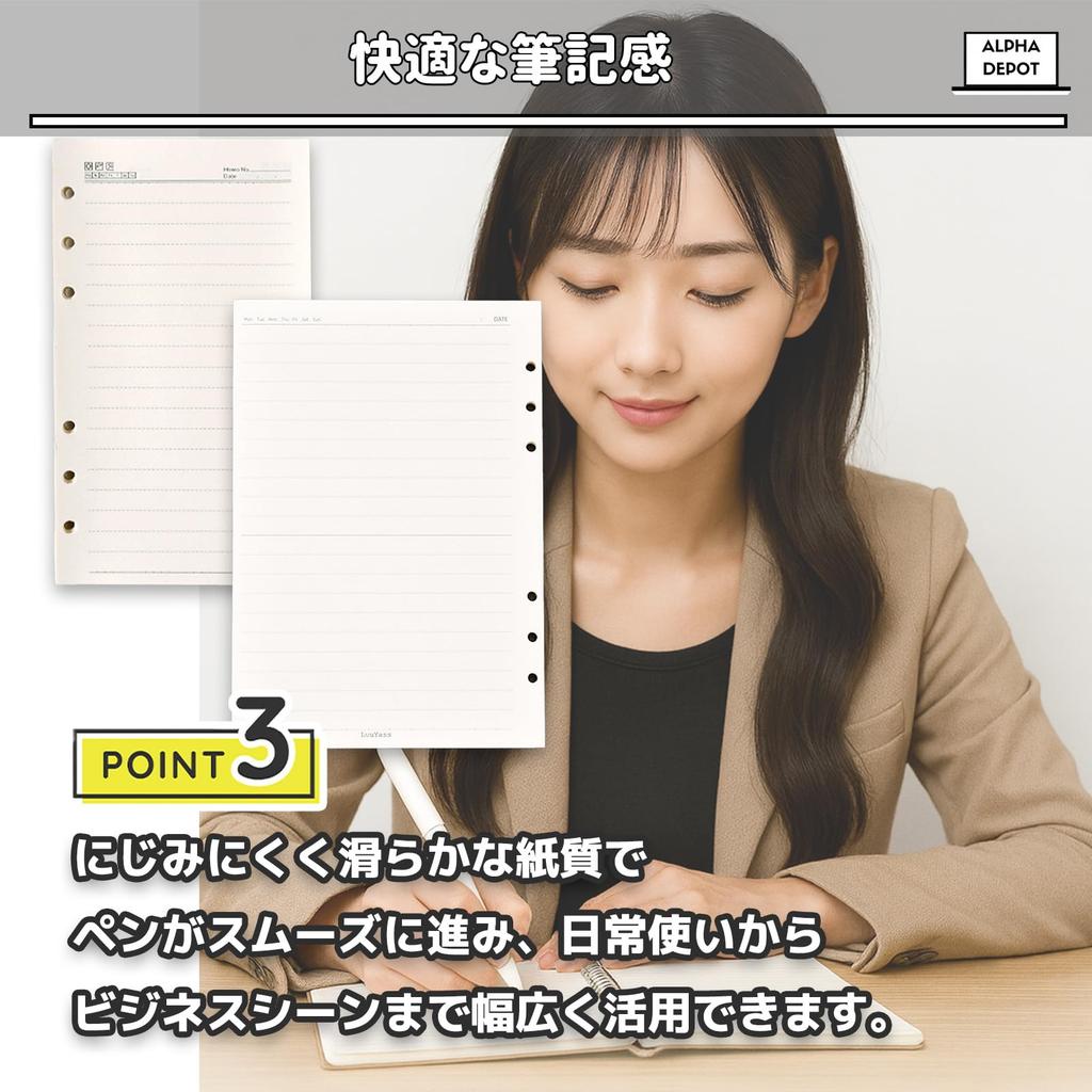 Alpha Depot Planner Ruled Sticker Book for System 240 High Capacity Notebook Paper Refill, 6-Hole Planners, Sheets, Loose-Leaf (A6)