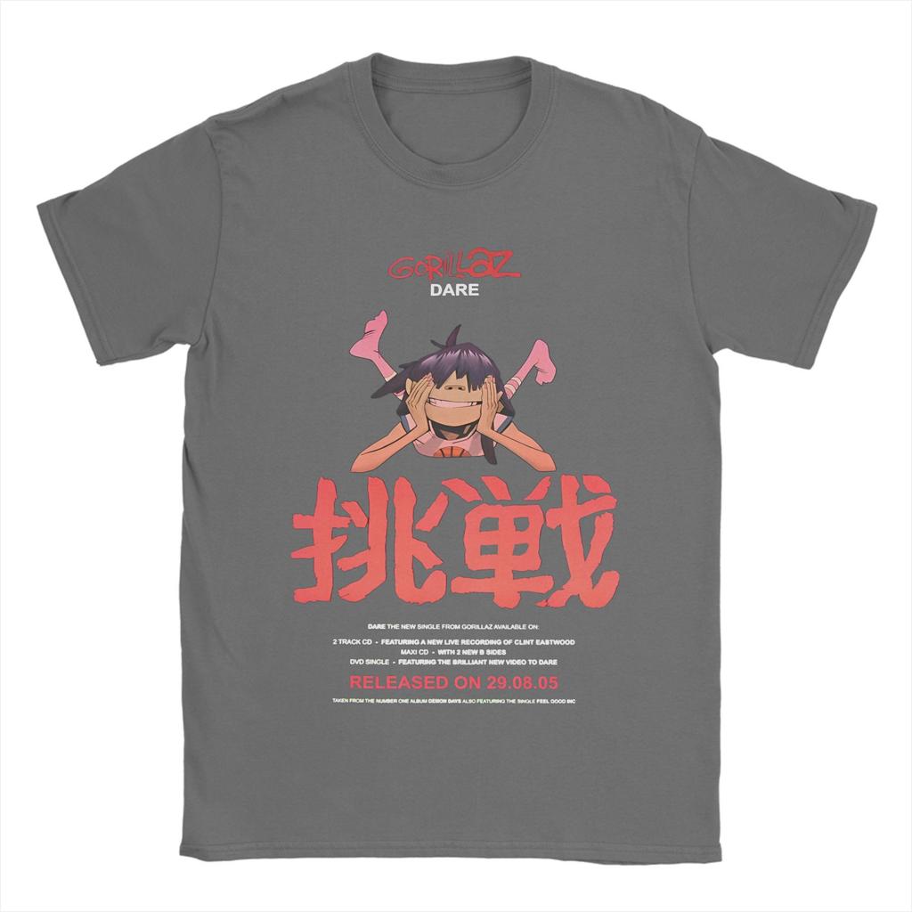 Trend Band Gorillaz Printed Pure Cotton T Shirt For Mens Summer Funny T Shirts O-Neck Hip Hop Tees Oversized Design Clothes