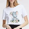 Women Tshirt Summer Round Neck Basic Cartoon Elephant Streetwear Trend Style 90S Short Sleeve Lady Clothes Female Tee Tops