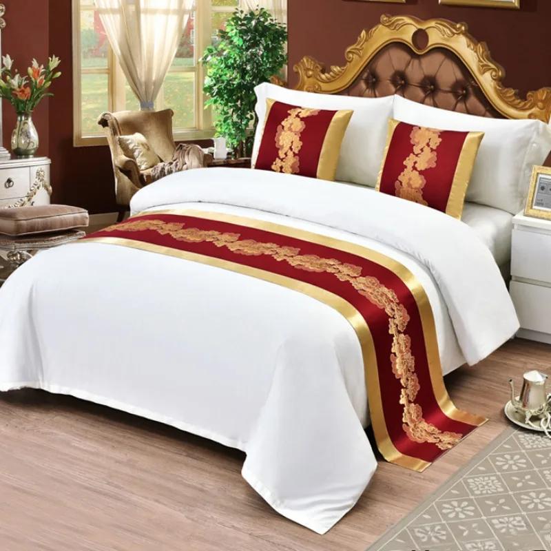 Chinese Style Fashion High Quality Bed Flag Hotel Cupboard Table Runner Decor for Home Parlor Wedding Room No Pillowcase