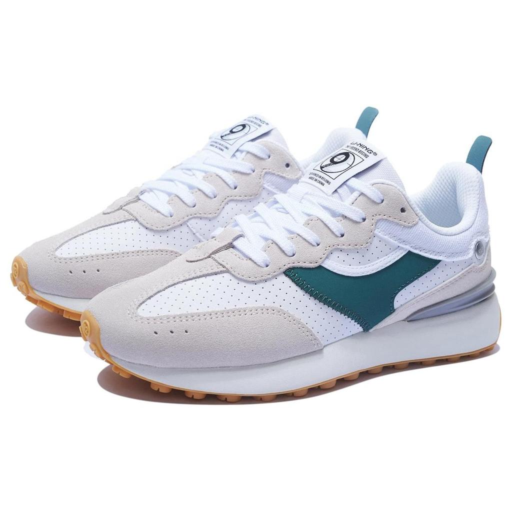 Li Ning Fangyuan Classic Slip Resistant Abrasion Resistant Low top Sports Casual Shoes Women's White Gray Green AGCT048-1