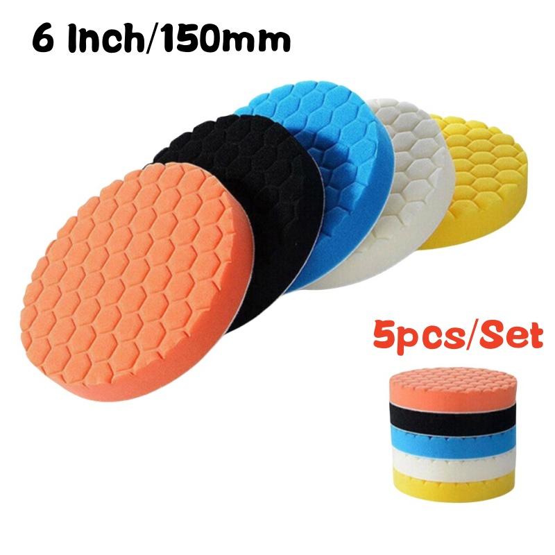 3/4/5/6/7 Inch 5pcs Car Polishing Pad Kit Auto Self-Adhesive Buffing Waxing Sponge Wheel Polishing Pad For Car Polisher Drill