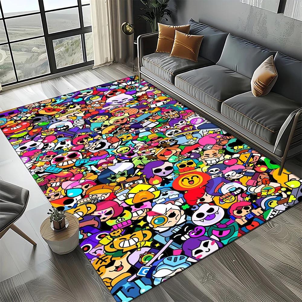 2025 New Style Brawlls Game Cartoon Game Carpet Rug for Living Room Bedroom Home Sofa Decoration,Kids Non-slip Floor Mat