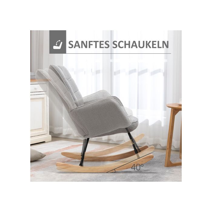Fauteuil de relaxation - MUVOE - Velours cyprès - Gris clair - Charge max. 120 kg - 71 x 92 x 101 cm