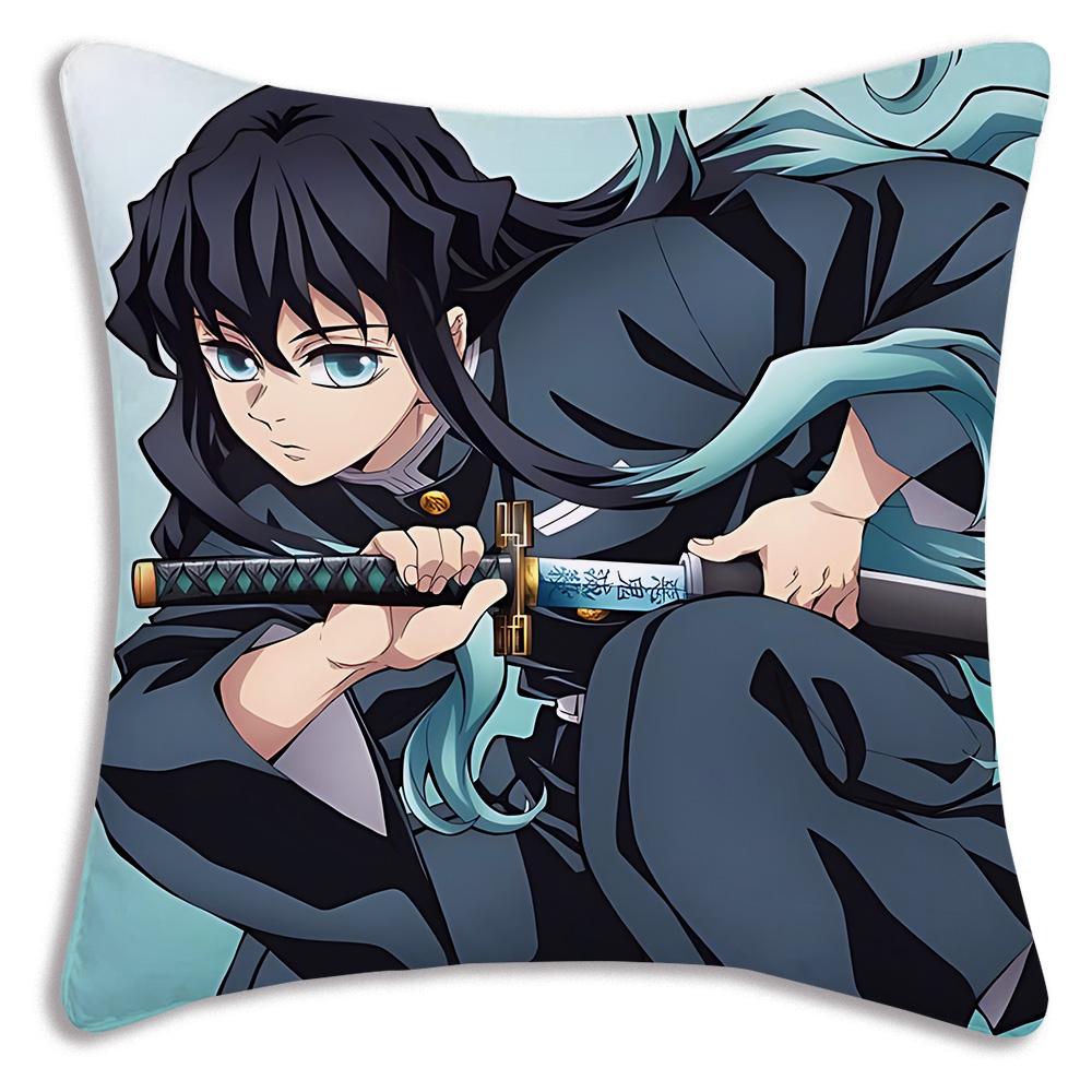 Muichiro Tokito Anime Pillow Covers Cartoon Sofa Decorative Home Doublesided Printing Short Plush Cute Cushion Cover