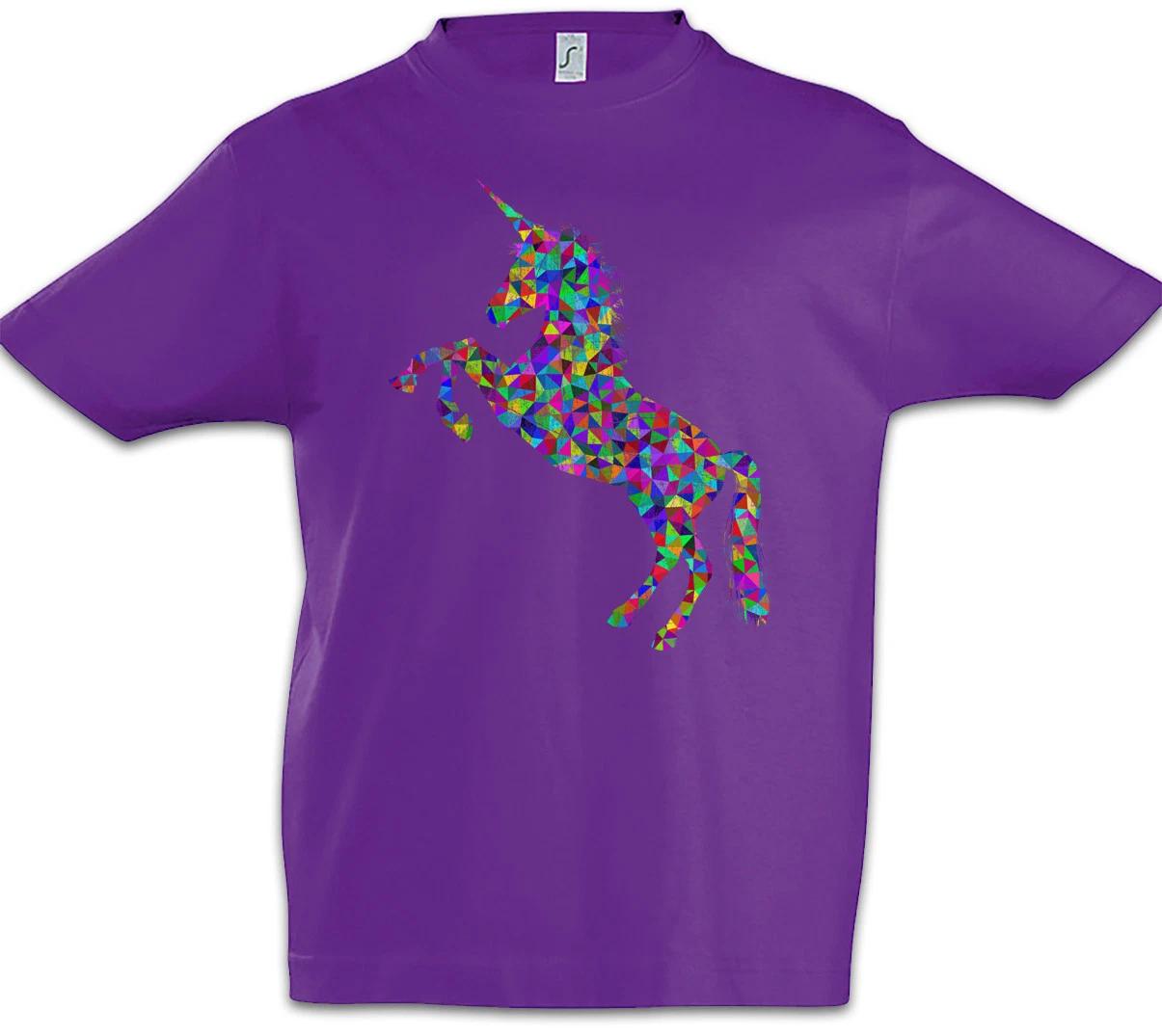 Colored Unicorn Boys T-Shirt Toon Cartoon Look Dance Techno Raver Rave Rainbow 110