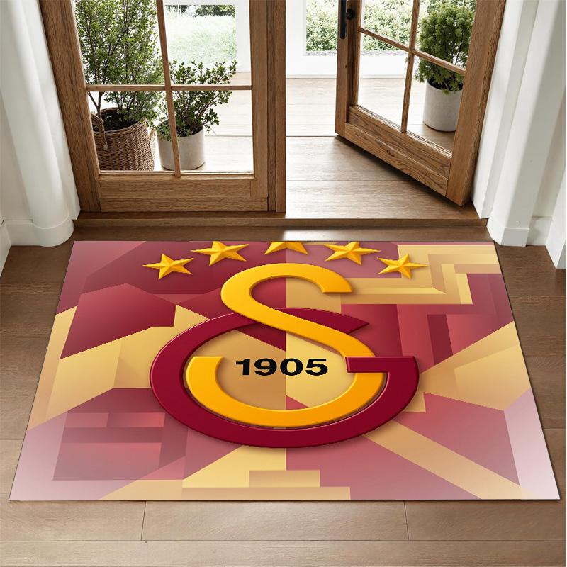 Galatasaray FC Design Crystal Velvet Rug Soft Decorative Mat for Bedroom Entrance