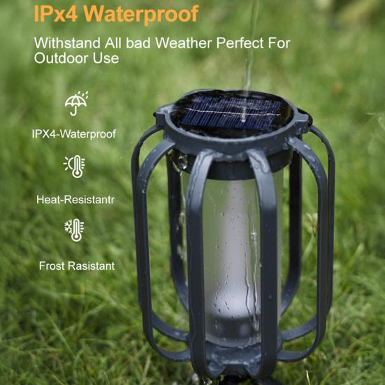 Solar-Camping-Licht mit Stativ, 4 Modi, einstellbar, wasserdicht, wiederaufladbar über USB, für Outdoor-Wanderzelt, Hängelampe, Notfalllaterne