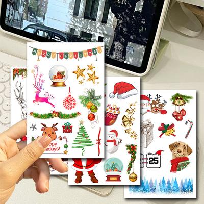 6 Bögen 2026 Weihnachtsaufkleber Santa Glocken Geschenk Dekorative Aufkleber Scrapbooking Journal Aufkleber