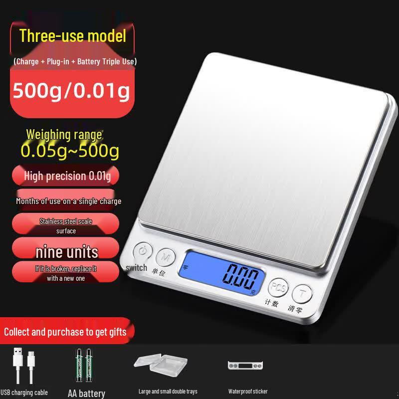 RuHan High-Precision 500g/0.01g Electronic Kitchen Scale
