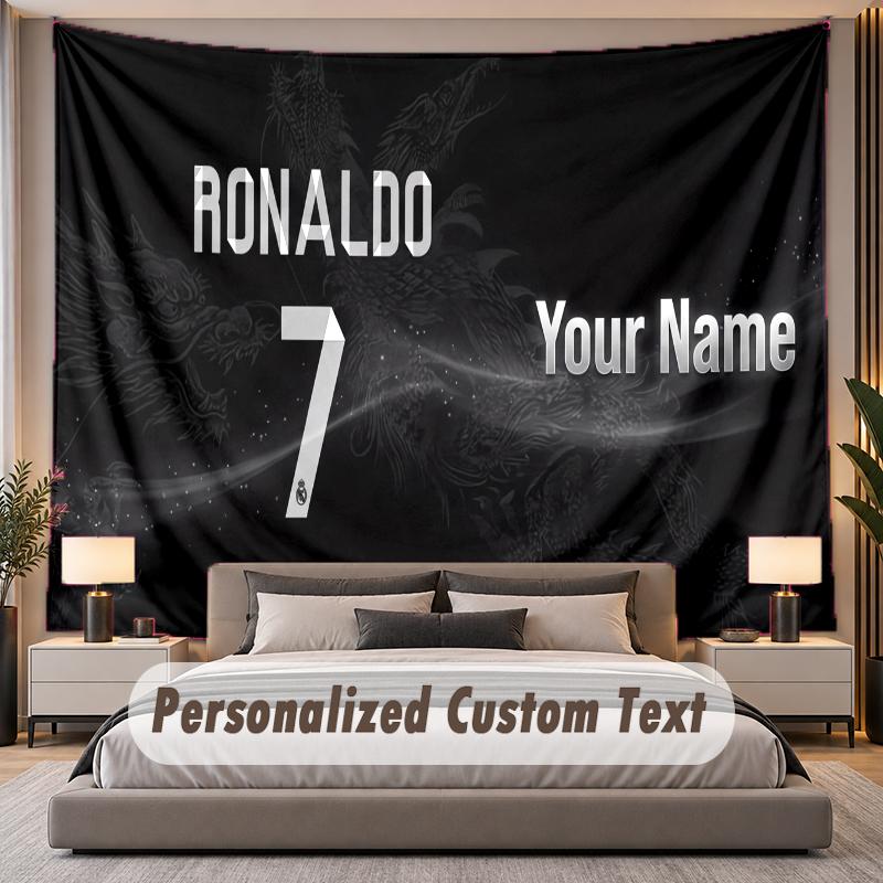 Custom Name Text Tapestry Cristiano Ronaldo Personalized Polyester Wall Tapestry For Bedroom And Room