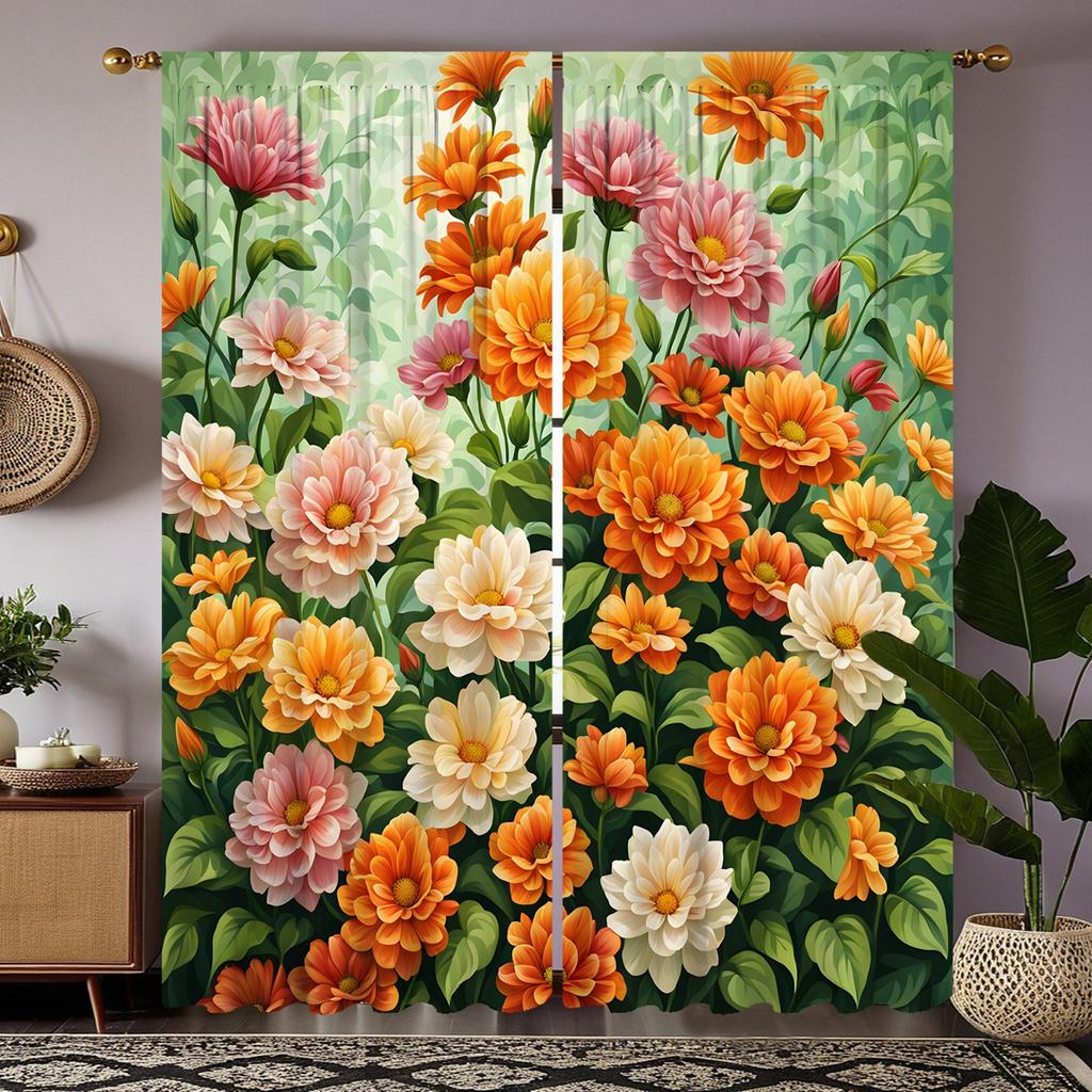 2 buc HD culoare națională bujor Tianxiang perdea decorativă Verde perdea cu imprimare digitală decorare stil decorare casă liv