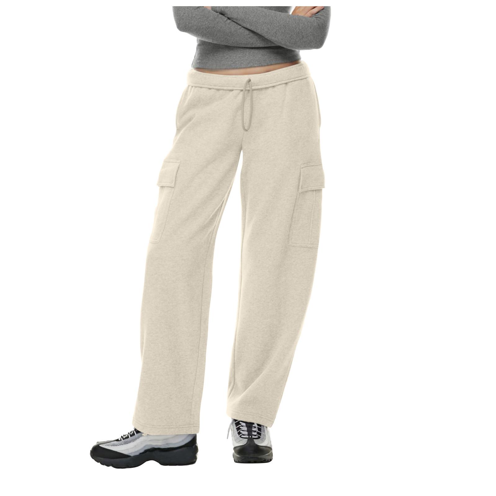 Женские повседневные мешковатые брюки для бега с высокой талией и прямыми штанинами — фото 4