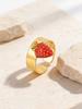 Strawberry Ring Stainless Steel Gold Open Adjustable Fashion Fruit Jewelry for Women Cute Gift