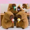 Soft Capybara Plush Doll Toy Animal Shaped Stuffed With Drawable Lollipop