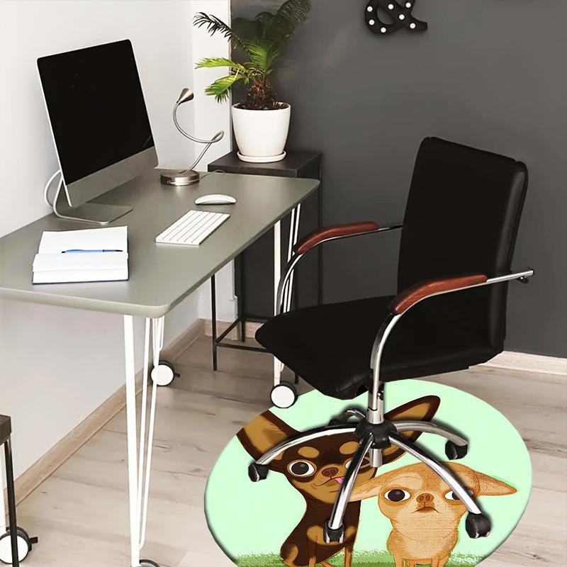 

1pc Chihuahua illustration Round carpet, Made of Polyester,Perfect for Decorating Office Chairs, Living Rooms 80cm