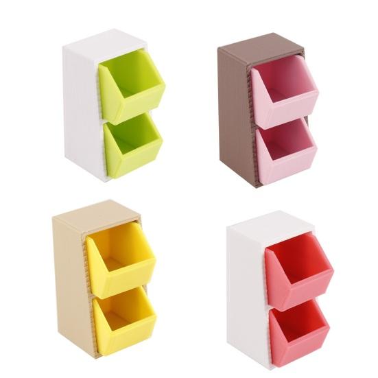 Mini Storage Box 1:12 Scale Miniature Slanted Storage Box Tiny Double Drawer Organizer for Doll Mansion Bedroom Desk