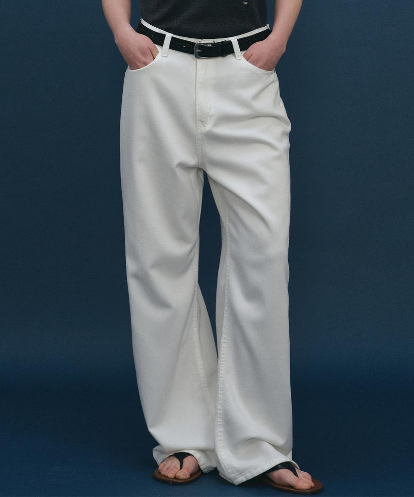 LOEIL Flow Wide Cotton Denim Pants - Ivory
